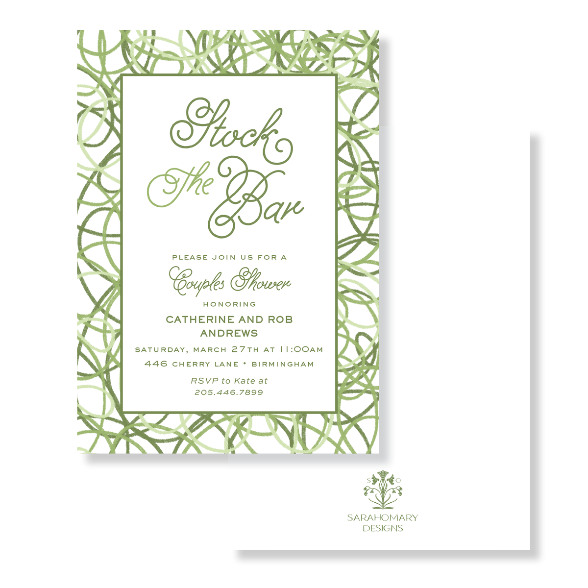 Green Stock The Bar Couples Shower Invitation