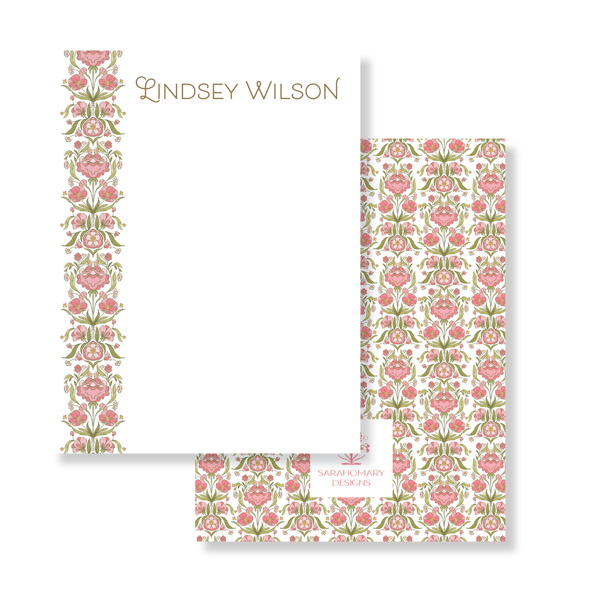 Pink Floral Border Stationery