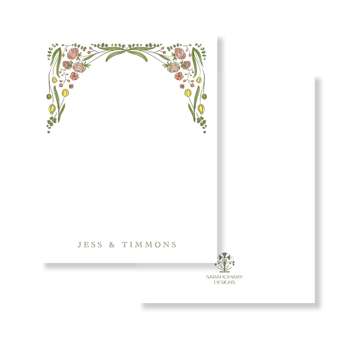 Floral Top Border Stationery