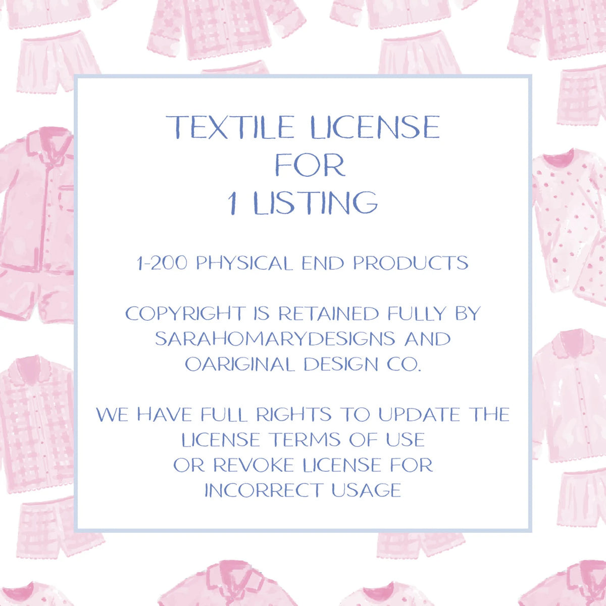Textile License for ONE Art Listing