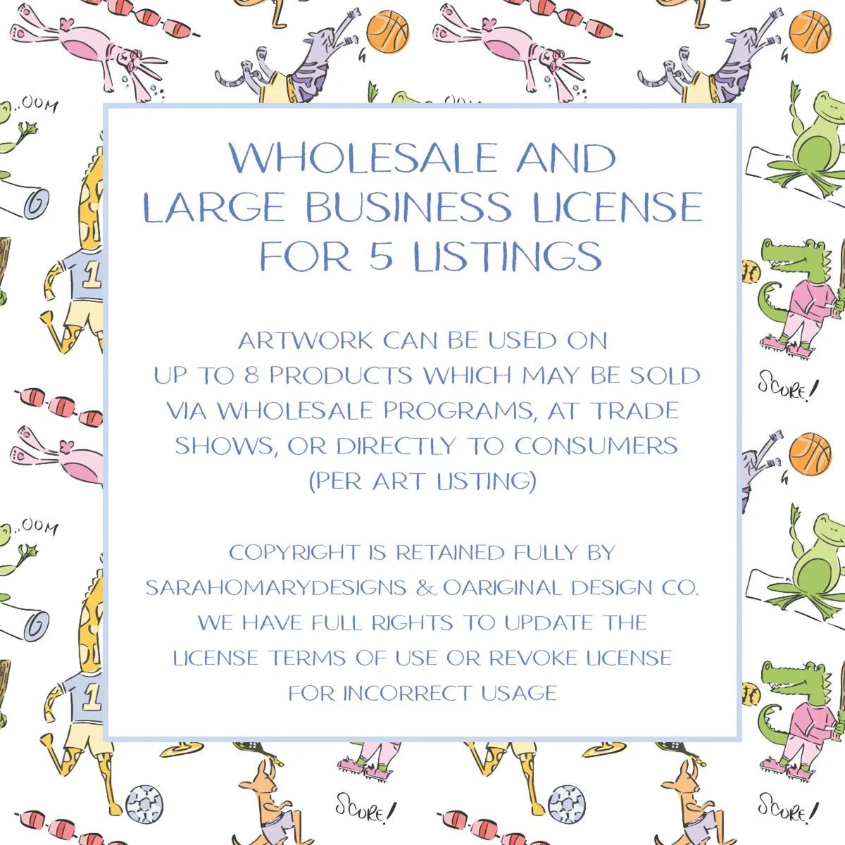 Large Business and Wholesaler License for FIVE Art Listings