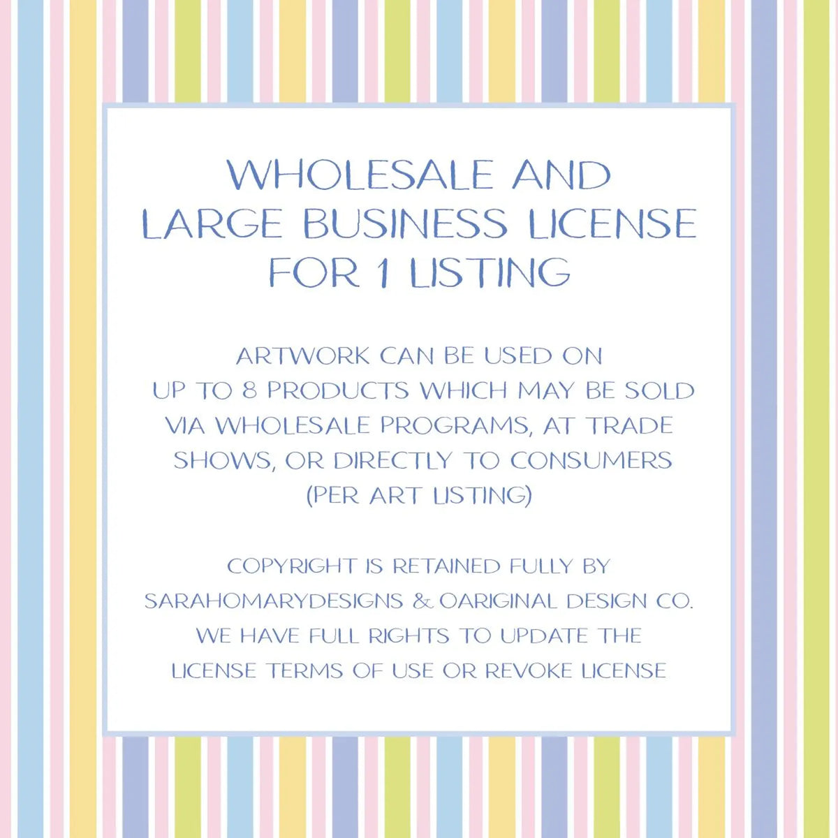 Large Business and Wholesaler License for ONE Art Listing