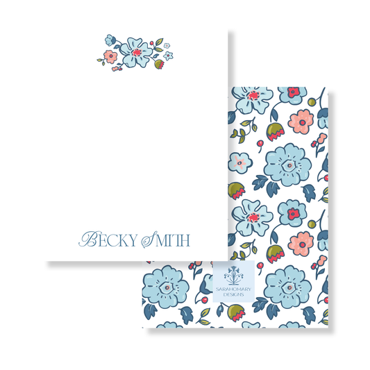 Red + Blue Floral Stationery