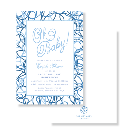 Blue Oh Baby Couples Shower Invitation