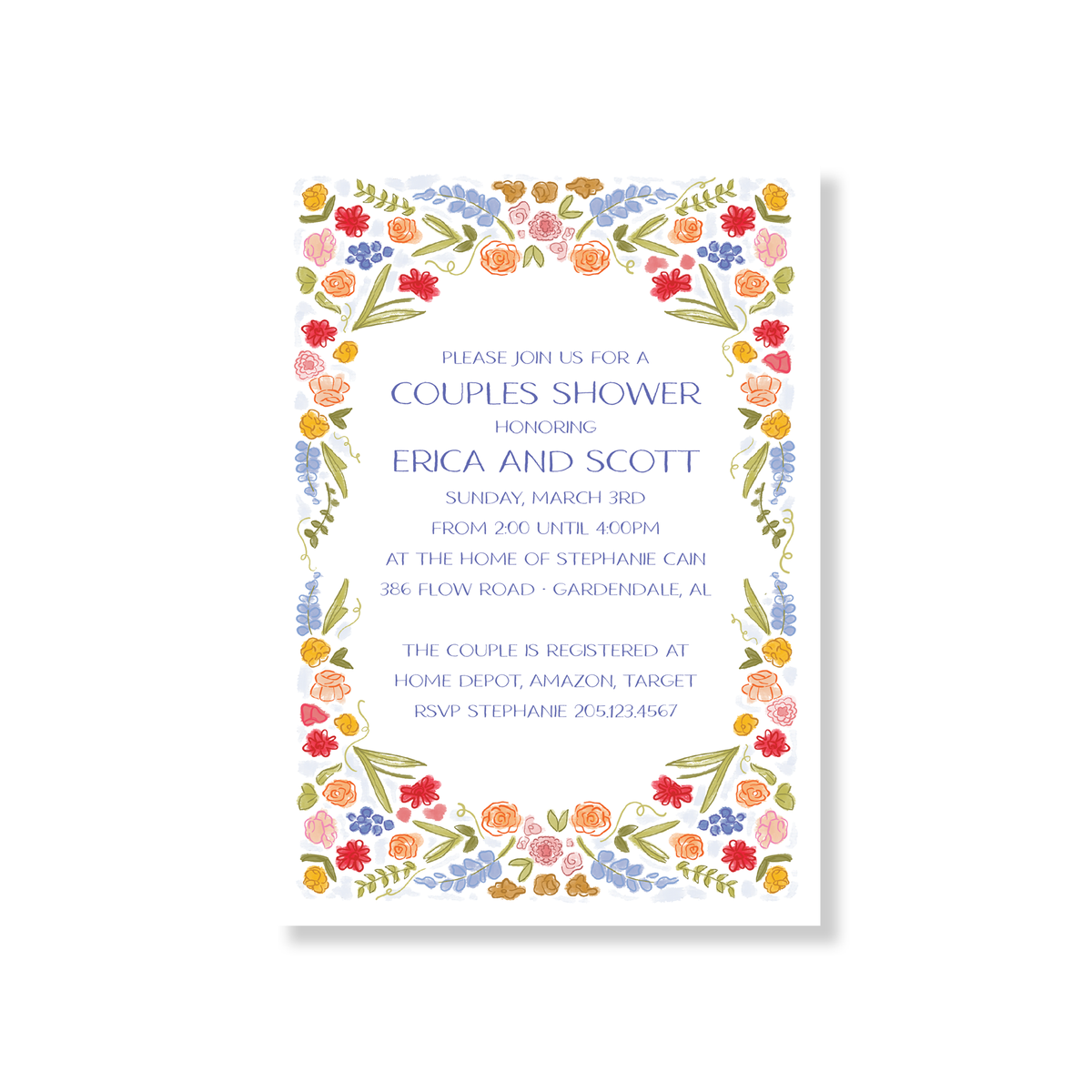 Bright Floral Frame Couples Shower Invitation