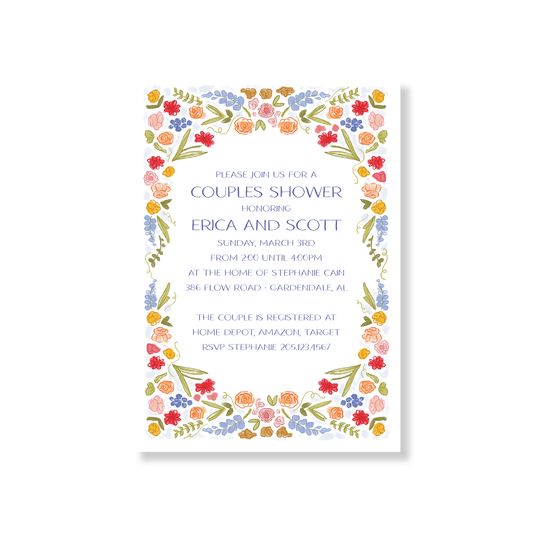 Bright Floral Frame Couples Shower Invitation