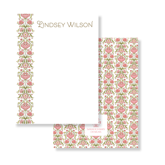 Pink Floral Border Stationery