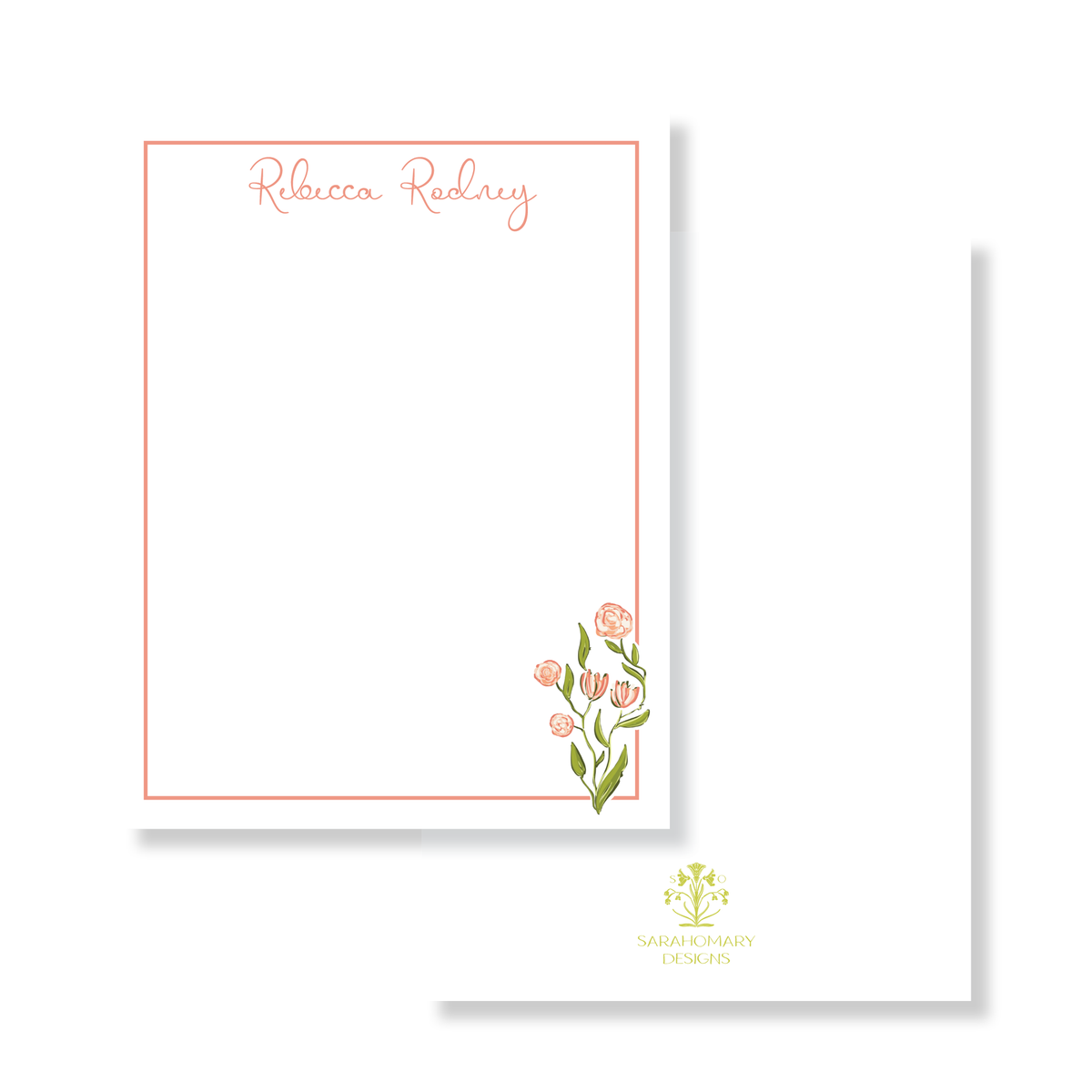 Pink Floral Frame Stationery