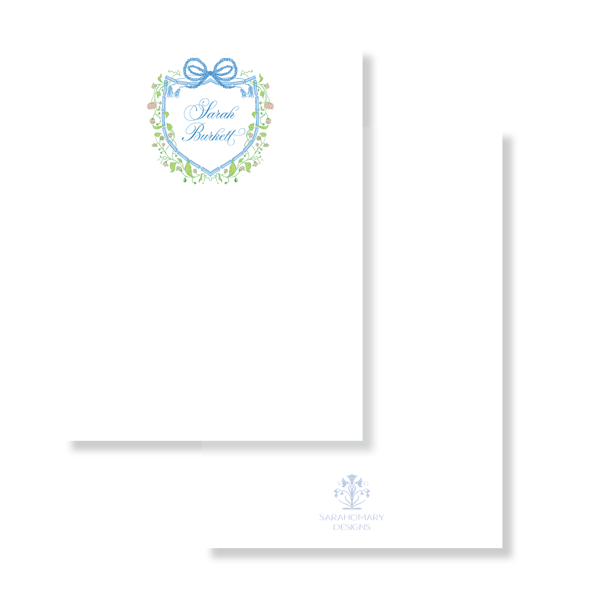 Floral Name Crest Stationery